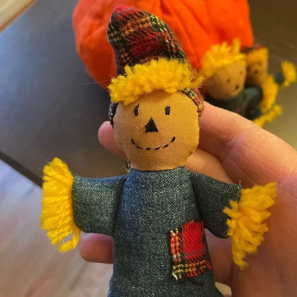 Vintage Pier 1 Soft Pumpkin and Scarecrow Family